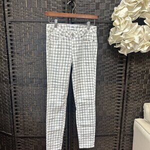 Paige Light Gray and White Checkered Verdugo Ankle Pants Size 27